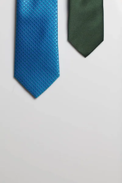 Dos Corbatas Hombre Diferentes Colores Tamaños Para Padre Hijo Objetos — Foto de Stock