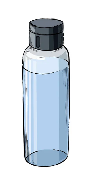 Sport Nützliche Praktische Wasserflasche Doodle Cartoon Design Skizze Stil Kunststoff — Stockvektor