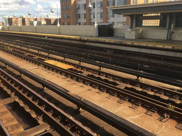 Regardant Les Voies Ferrées Souterraines Sur Une Plate Forme Métro — Photo