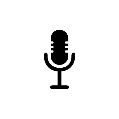 Beyaz arkaplanda izole edilmiş mikrofon vektör simgesi. Podcast ikon vektörü. Ses vektörü simgesi, Kayıt. Mikrofon Kayıt Stüdyo Sembolü. Beyaz arkaplanda Podcast radyo simgesi. Web sitesi ve mobil için mikrofon vektör simgesi modern ve basit düz sembol