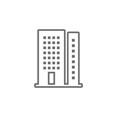 Beyaz arka planda izole edilmiş bina simgesi. Bina Simgesi Moda ve Modern Binalar Sembolü Logo, Web, Uygulama, Ui. Bina Simgesi Simgesi Basit İşareti. Grafik ve Web Tasarımı İçin Bina Simgesi Düz Vektör İllüstrasyonu.