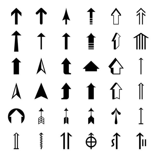 Impostare Icona Freccia Collezione Diverse Frecce Segno Set Icone Piatte — Vettoriale Stock