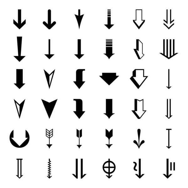 Pijl Pictogram Instellen Verzamel Verschillende Pijlen Teken Set Van Platte — Stockvector