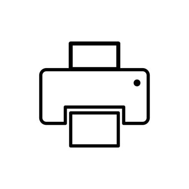 Yazıcı simgesi vektörü. Yazıcı simgesi beyaz arkaplanda izole edildi. Yazıcı simgesi basit ve modern. Uygulama, web ve tasarım için yazıcı simgesi vektör çizimi.
