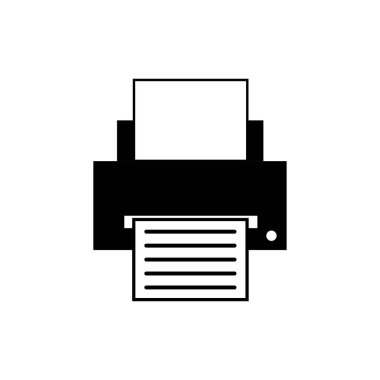 Yazıcı simgesi vektörü. Yazıcı simgesi beyaz arkaplanda izole edildi. Yazıcı simgesi basit ve modern. Uygulama, web ve tasarım için yazıcı simgesi vektör çizimi.