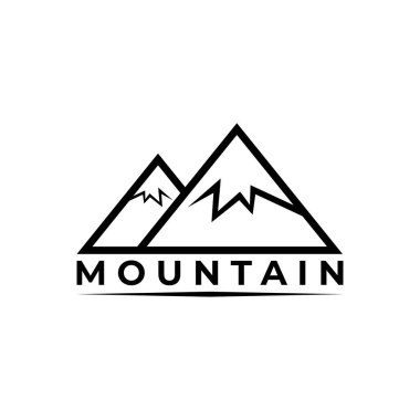 dağ ikonu vektörü. Beyaz arka planda siyah dağ ikonu. Dağ tepeleri ikonu basit ve modern tasarım. Dağ tepelerinin vektör çizimi.