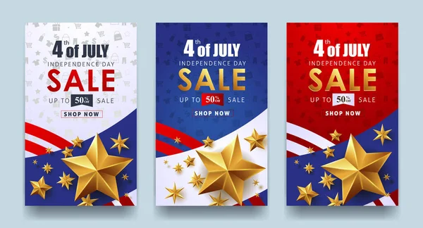 Usa Independencia Venta Día Promoción Publicidad Banner Template 4Th Julio — Vector de stock