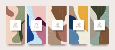 Vektör paketleme şablonları. Japonca desenli Asya tarzında çizgi deseni.