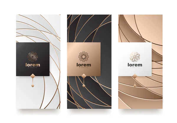 Ensemble Vectoriel Modèles Emballage Luxe Premium Products Logo Design Avec — Image vectorielle