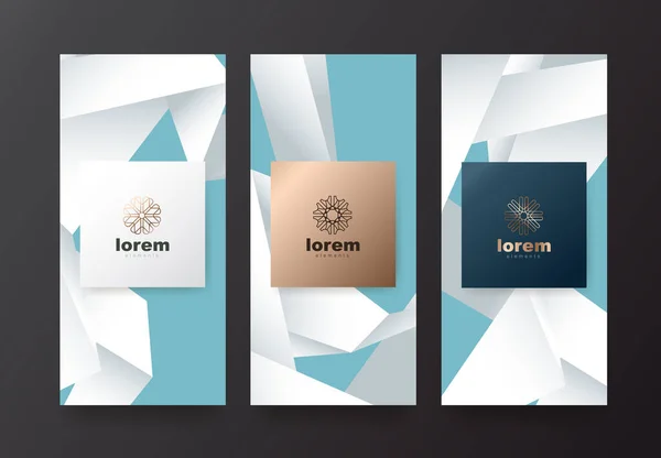 Ensemble Vectoriel Modèles Emballage Luxe Premium Products Logo Design Avec — Image vectorielle