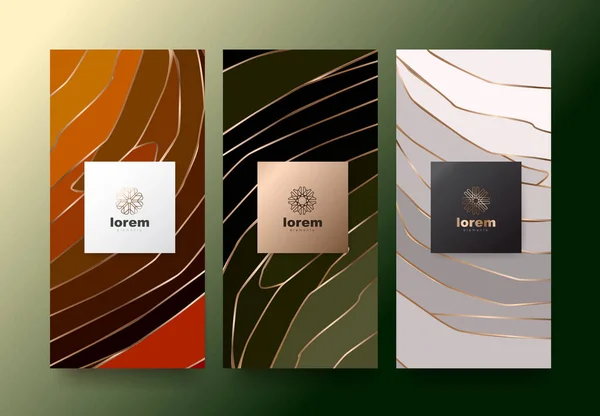 Ensemble Vectoriel Modèles Emballage Luxe Premium Products Logo Design Avec — Image vectorielle