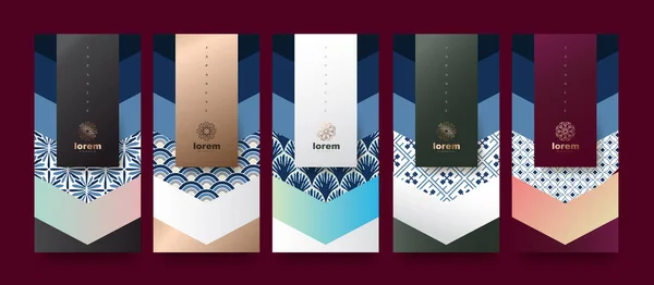 Vector Set Packaging Templates Japanese Nature Luxury Premium Products Logo — Image vectorielle