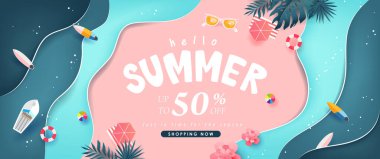 summer sale banner background design. clipart