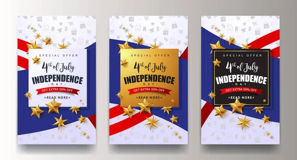 Dia Independência Modelo Banner Venda Eua — Vetor de Stock