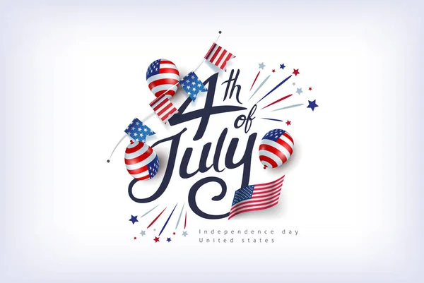 Den Nezávislosti Usa Banner Šablona Americké Balónky Vlajka Vlajky Garlands — Stockový vektor