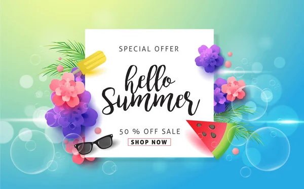 Sommer Verkauf Banner Hintergrund Design — Stockvektor