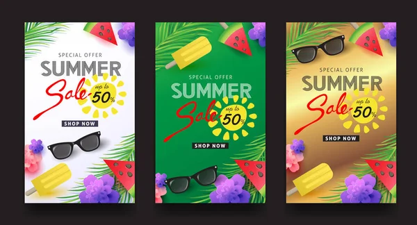 Verano Venta Banner Fondo Diseño — Vector de stock