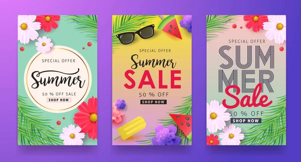 Verano Venta Banner Fondo Diseño — Vector de stock