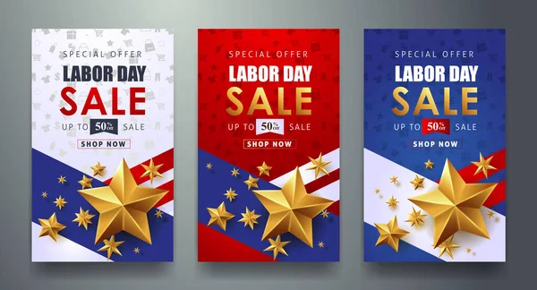 Día Trabajo Venta Promoción Publicidad Banner Template American Trabajo Día — Vector de stock