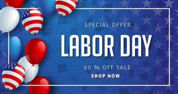 Labor Day Sale Promotion Advertising Banner Template American Labor Day — Stock Vector