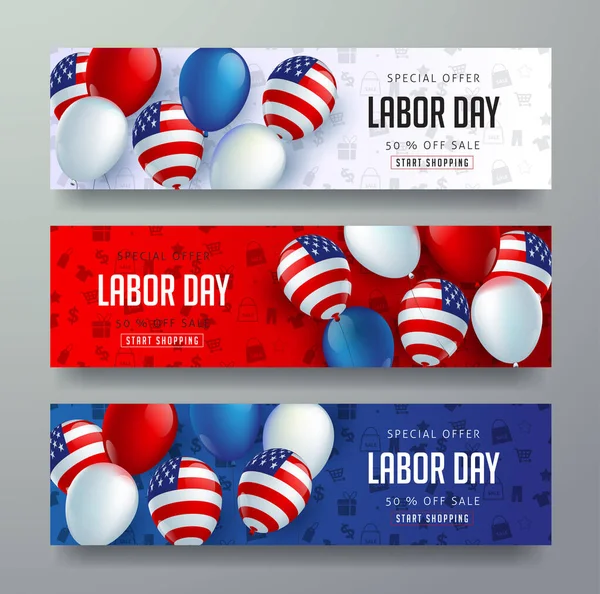 Dia Trabalho Promoção Promoção Publicidade Banner Template American Trabalho Dia — Vetor de Stock