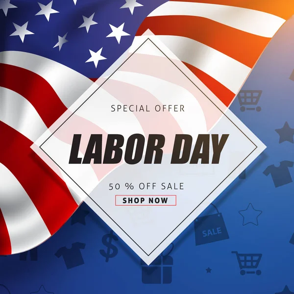 Labor Day Sale Promotion Advertising Banner Template American Labor Day — Stock Vector