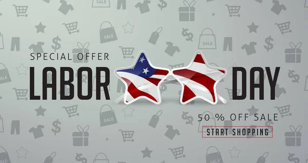 Labor day sale promotion advertising banner template.American labor day wallpaper.voucher discount.Vector illustration .