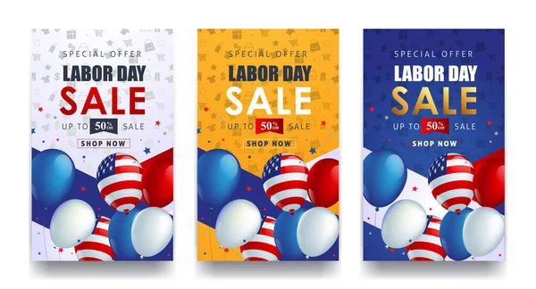 Día Trabajo Venta Promoción Publicidad Banner Template American Trabajo Día — Vector de stock