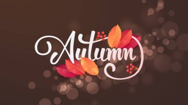 Sonbahar indirimi arka plan düzeni alışveriş satışı veya tanıtım afişi ve çerçeve broşürü veya web afişi için yapraklarla dekore edilir. Vektör illüstrasyon şablonu.