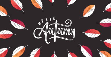 Sonbahar el yazısı. Mevsimlik harf. Web banner şablonu. Vektör illüstrasyonu