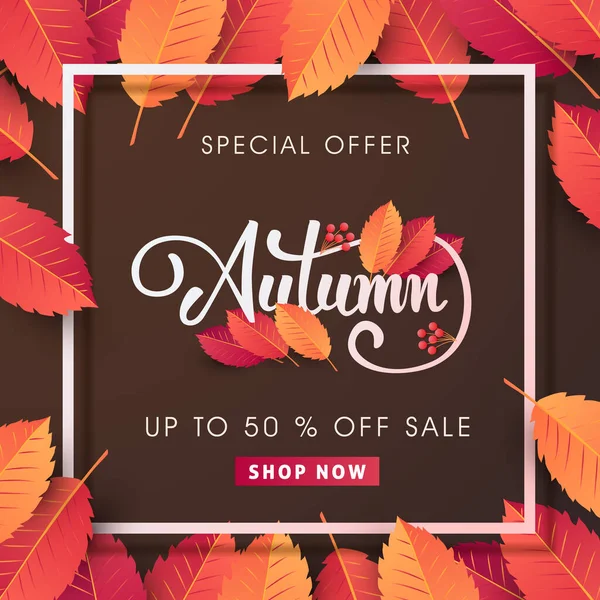 Diseño Fondo Venta Otoño Decorar Con Hojas Para Venta Compras — Vector de stock