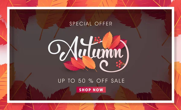 Mise Page Fond Vente Automne Décorer Avec Des Feuilles Pour — Image vectorielle