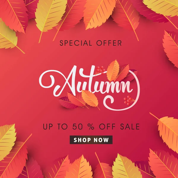 Diseño Fondo Venta Otoño Decorar Con Hojas Para Venta Compras — Vector de stock