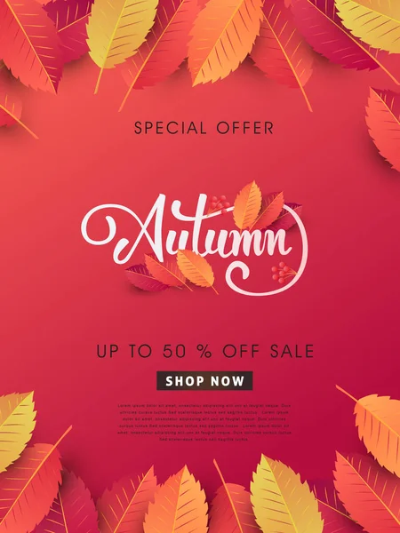 Mise Page Fond Vente Automne Décorer Avec Des Feuilles Pour — Image vectorielle