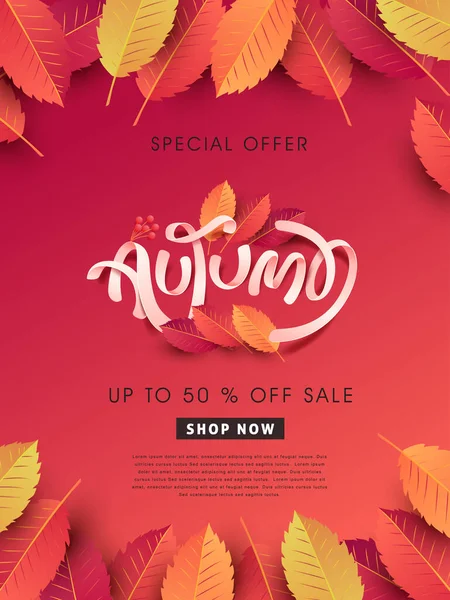 Autumn sale background layout decorate with leaves for shopping sale or promo poster and frame leaflet or web banner.Vector illustration template.