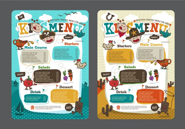 Cute colorful kids meal menu template