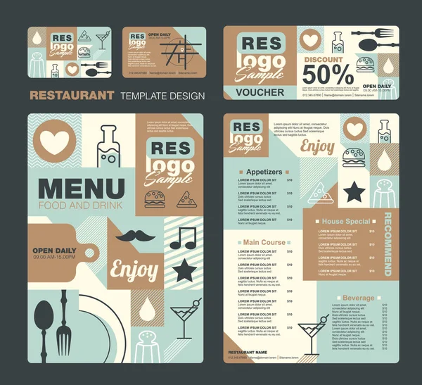 Plantilla Diseño Menú Restaurante — Archivo Imágenes Vectoriales