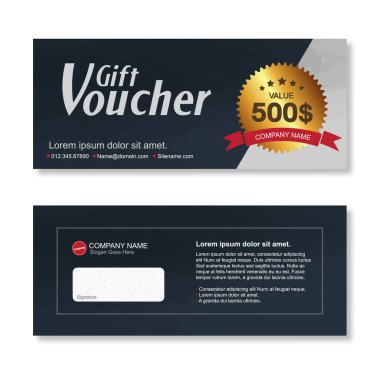 Lüks şablonlu hediye çeki indirim şablonu. Hediye kartı prim şablonu için vektör şablonu. Vektör illüstrasyonu.