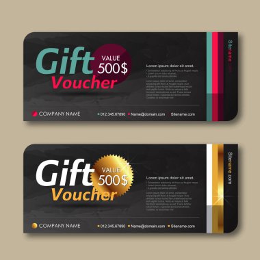 Lüks şablonlu hediye çeki indirim şablonu. Hediye kartı prim şablonu için vektör şablonu. Vektör illüstrasyonu.