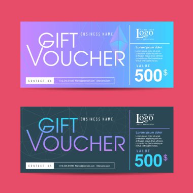Hediye çeki indirim şablonu. Vektör illüstrasyonu.