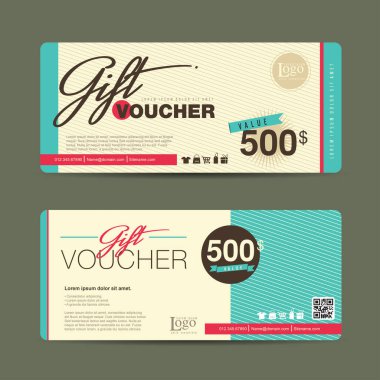 Hediye çeki indirim şablonu. Vektör illüstrasyonu.