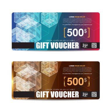 Hediye çeki indirim şablonu. Vektör illüstrasyonu.