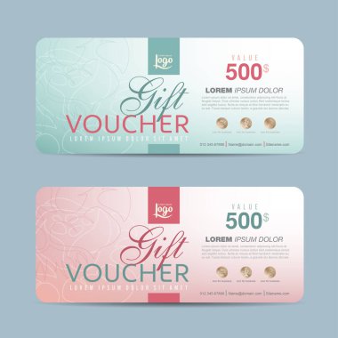 Hediye çeki indirim şablonu. Vektör illüstrasyonu.