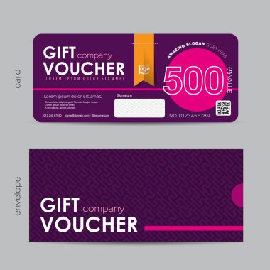 Hediye çeki indirim şablonu. Vektör illüstrasyonu.