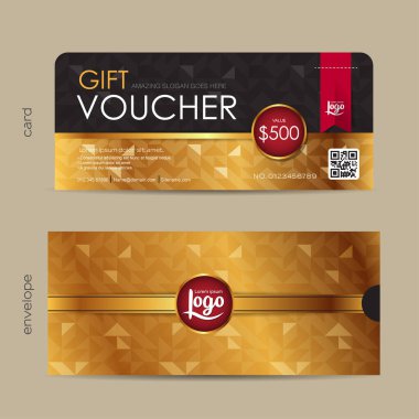 Hediye çeki indirim şablonu. Vektör illüstrasyonu.