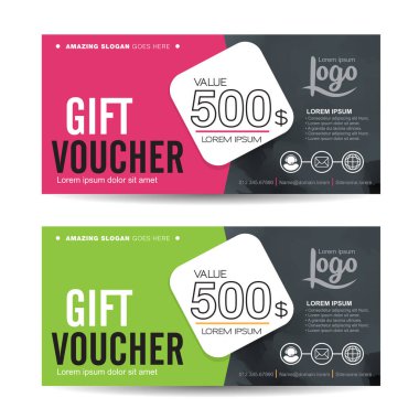 Hediye çeki indirim şablonu. Vektör illüstrasyonu.