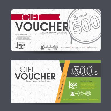Hediye çeki indirim şablonu. Vektör illüstrasyonu.