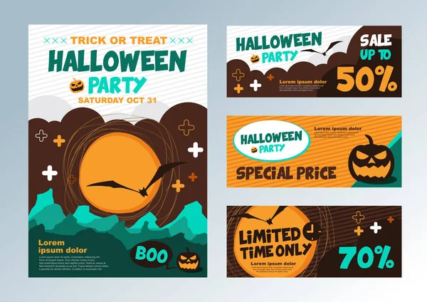 Feliz Halloween Venta Banners Template Vector Ilustración — Vector de stock