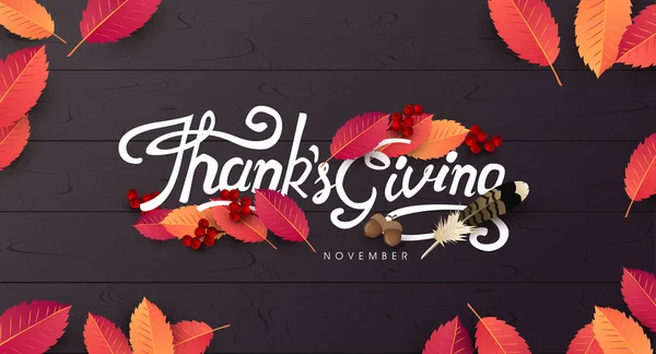 Thanksgiving Day Banner Hintergrund Feier Zitat Für Card Vector Illustration — Stockvektor