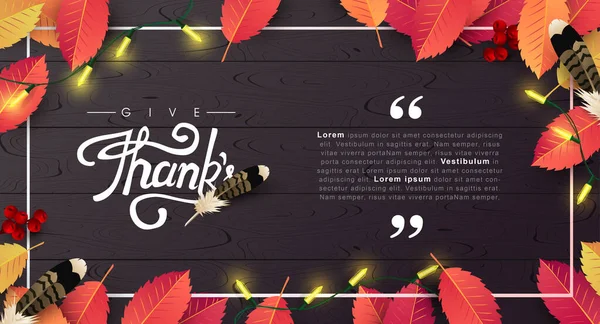 추수감사절 2015 Celebration Quotation Card Vector Illustration Autumn Season Happy — 스톡 벡터